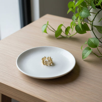Bague Vague Triple Rang – Plaqué Or