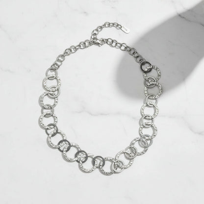 Collier cercles entrelacés - Acier inoxydable gris