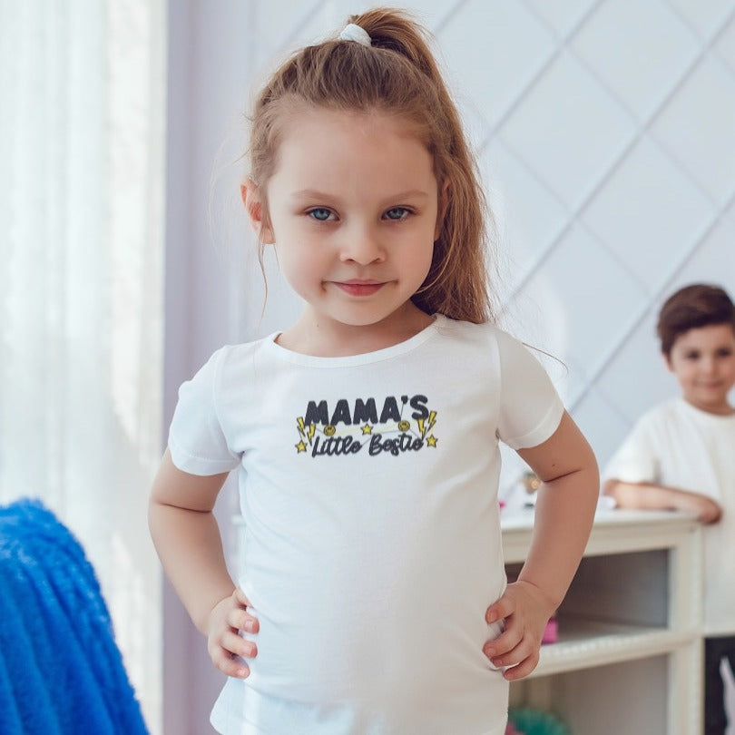 Embroidered "Mama's Little Bestie" T-shirt for toddlers