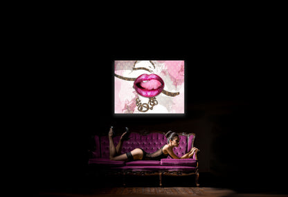 Décoration murale sur toile - Lèvres roses superposées - Œuvre imprimée