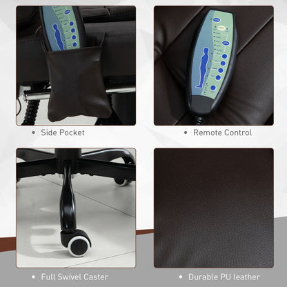 Chaise de bureau exécutive Declan avec massage à 7 points et fonctions d'inclinaison - Marron