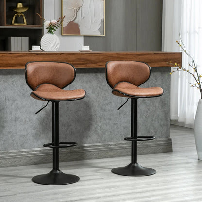 Anna Vintage Adjustable Counter/Bar Height Stools with Swivel Seat-Set of 2-Brown
