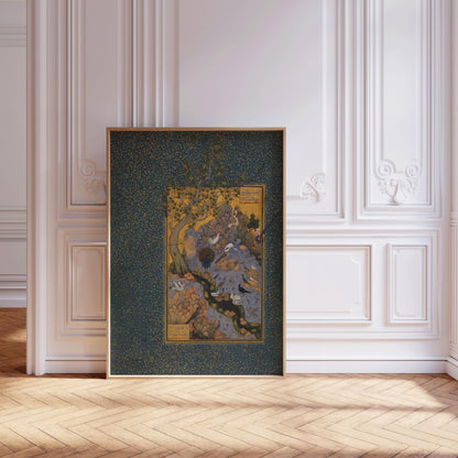 Estampe d'art miniature persan : Mantiq al-Tayr, giclée du XVIIe siècle