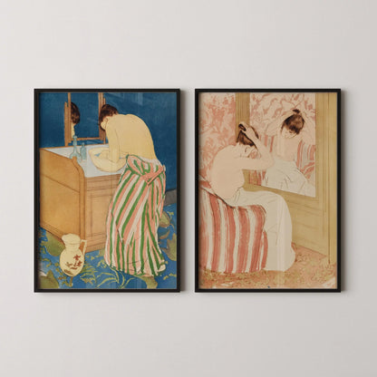 Mary Cassatt STATEMENT DUO - Woman Bathing and La Coiffure |  | Famous Impressionist Art available framed