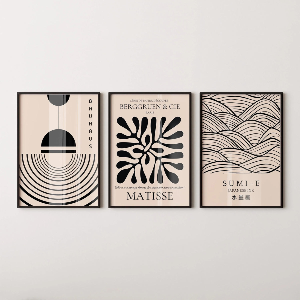 Affiches Matisse Bauhaus Japonais TRIO | Notre ensemble neutre le plus populaire | disponible encadré