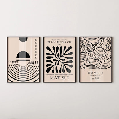 Affiches Matisse Bauhaus Japonais TRIO | Notre ensemble neutre le plus populaire | disponible encadré