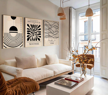 Affiches Matisse Bauhaus Japonais TRIO | Notre ensemble neutre le plus populaire | disponible encadré