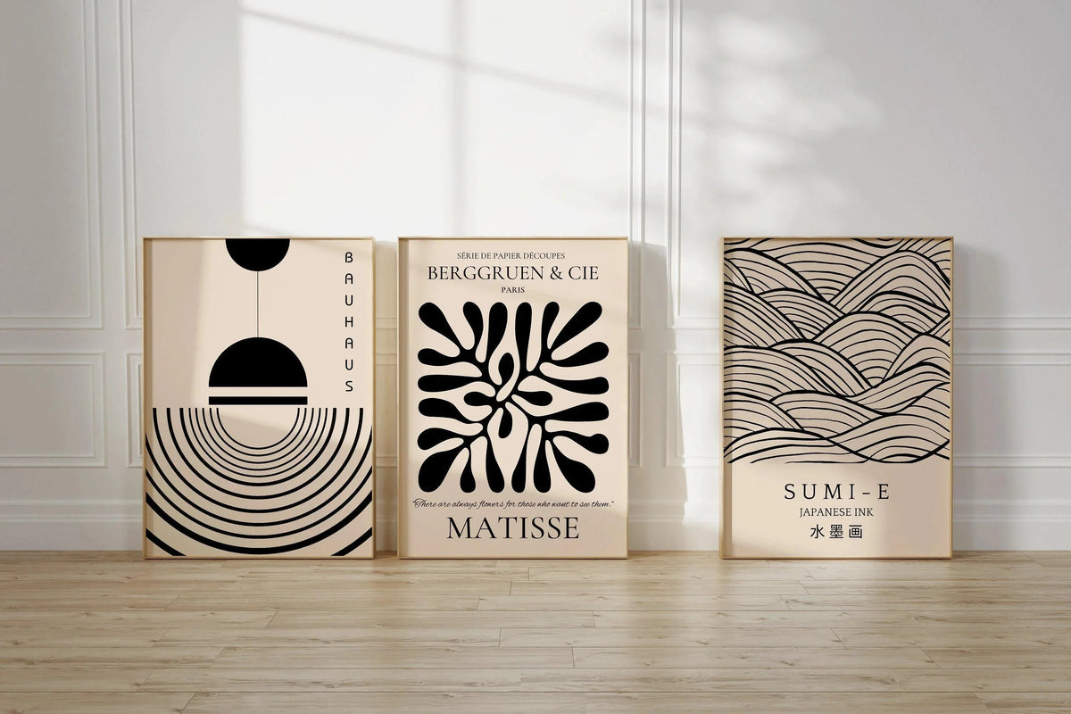 Affiches Matisse Bauhaus Japonais TRIO | Notre ensemble neutre le plus populaire | disponible encadré