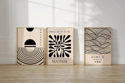 Affiches Matisse Bauhaus Japonais TRIO | Notre ensemble neutre le plus populaire | disponible encadré