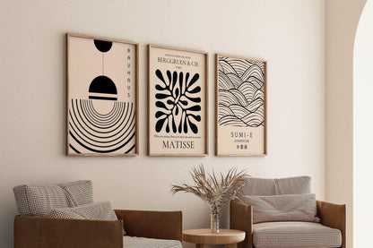 Affiches Matisse Bauhaus Japonais TRIO | Notre ensemble neutre le plus populaire | disponible encadré
