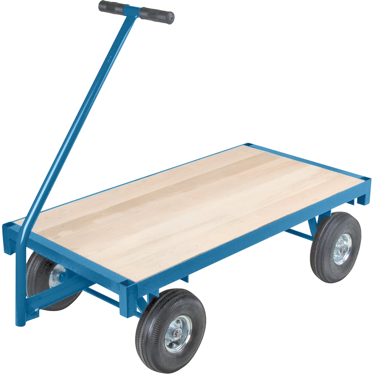 Ergonomic Platform Wagon Trucks, 30" W x 60" L, 45" Handle, 1000 lbs. Capacity, 10" Wheel Dia., Pneumatic Wheels