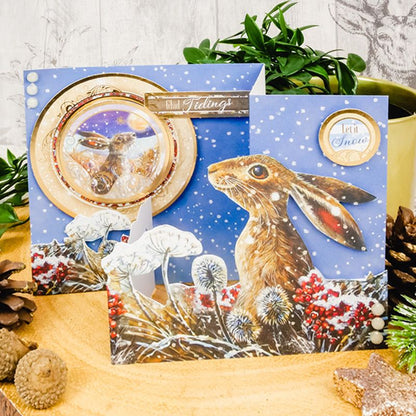 Collection de luxueux éléments à découper Lièvres des prés en hiver