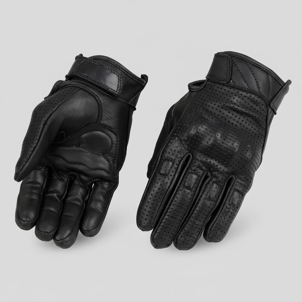 Open Road Men's Perforated Armored Leather Motorcycle Gloves