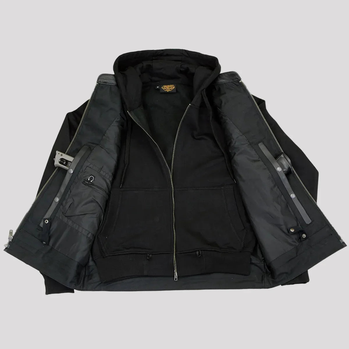 Gilet en cuir noir pour hommes Milwaukee Leather avec crânes réfléchissants et doublure à capuche intégrale
