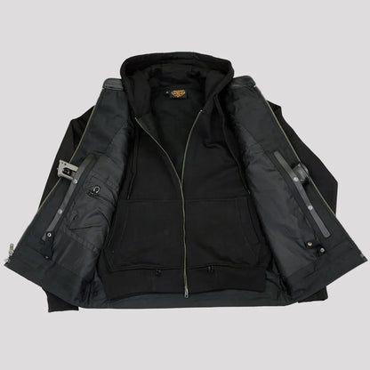 Gilet en cuir noir pour hommes Milwaukee Leather avec crânes réfléchissants et doublure à capuche intégrale