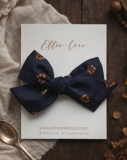 Navy Floral Oversize Bow