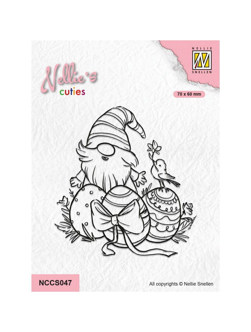 Nellie Snellen • Nellie's Cuties Tampon transparent Gnome de Pâques avec petit oiseau