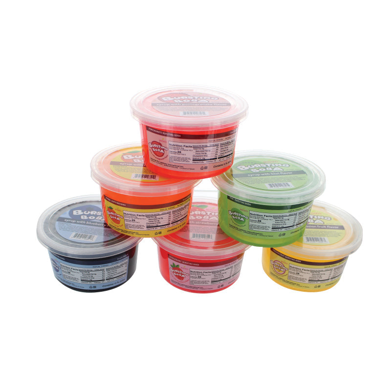 Boba Éclatantes à la Fraise | Boba Éclatantes | Mini-pot de 490 g | 6 mini-pots par caisse | 90 caisses par palette | Expédition gratuite au Canada pour les commandes de plus de 199 CAD