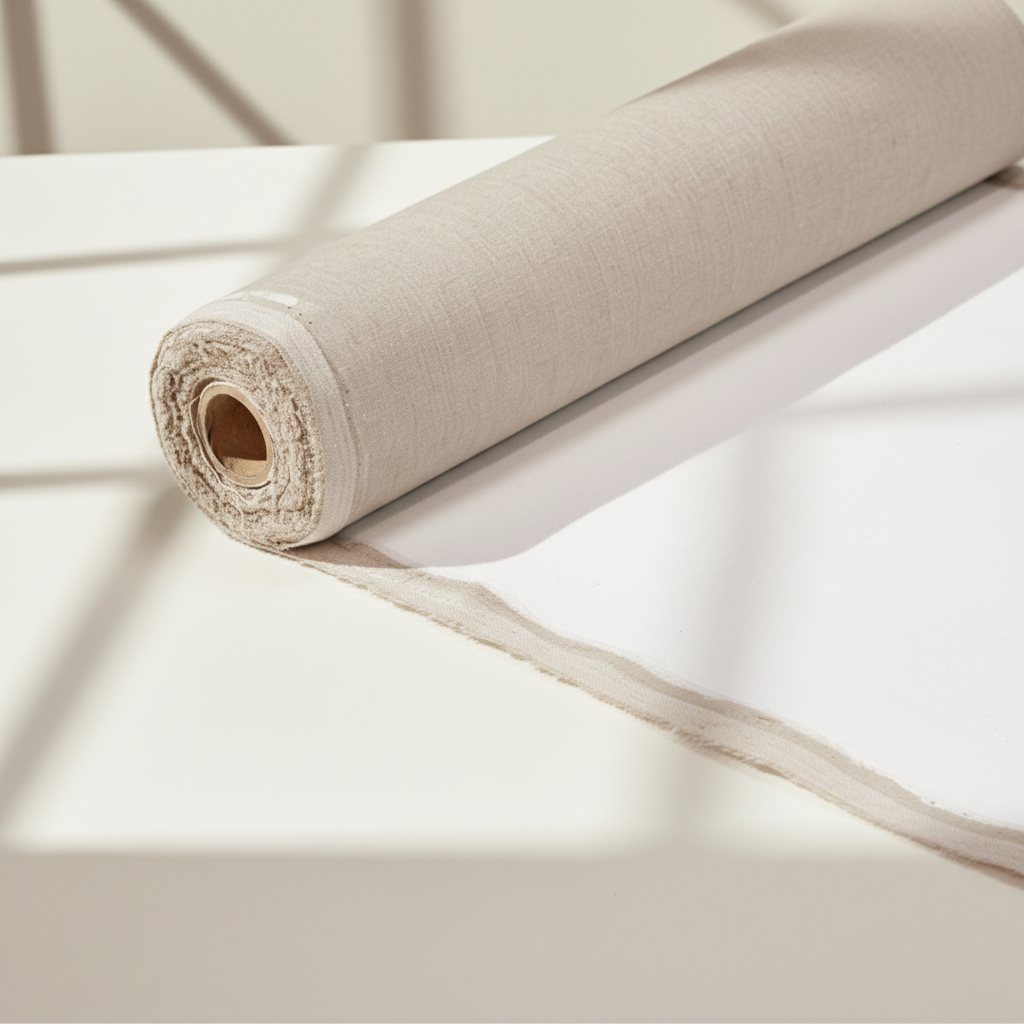Rouleau de toile 100 % lin, grain fin, triple enduction