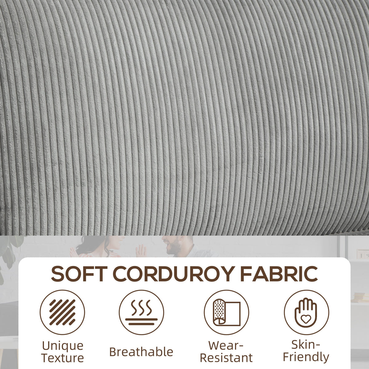 Laura Upholstered Sofa with Cup Holders-Light Grey