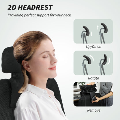 Chaise de bureau de direction ergonomique Brady à dossier haut avec repose-pieds et soutien lombaire - Noir