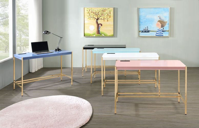 Lunar Elegant Multi-Purpose Desk w/USB Port - Black/Gold