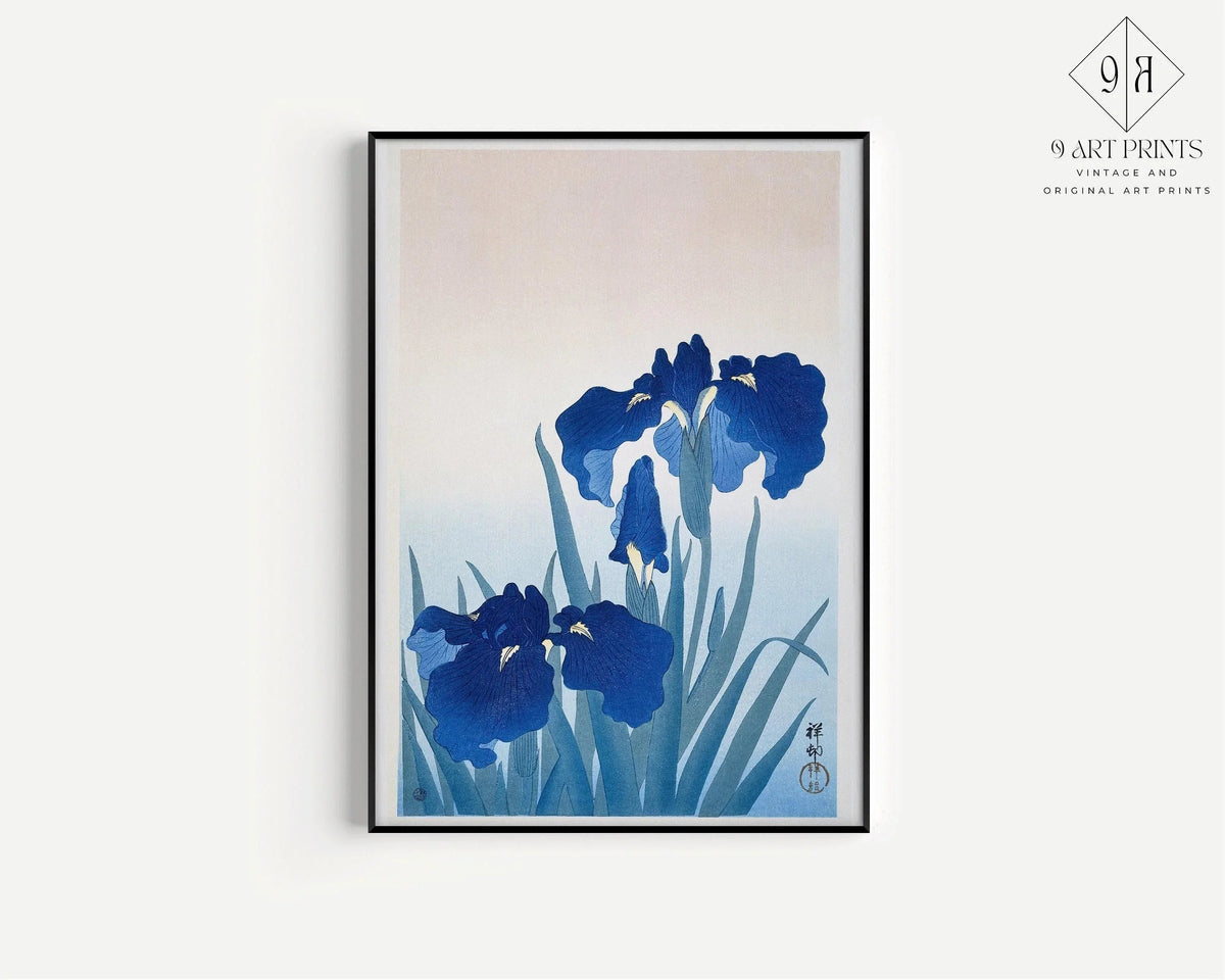 Ohara Koson Irises Giclee Print: Vintage Japanese Botanical Art