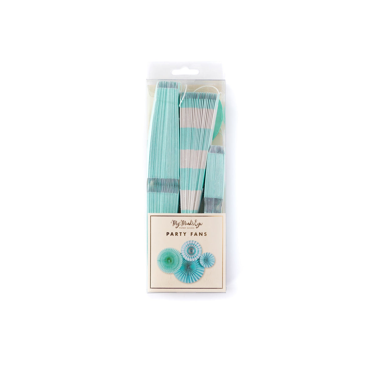 Aqua Blue Paper Fans (SET OF 4)