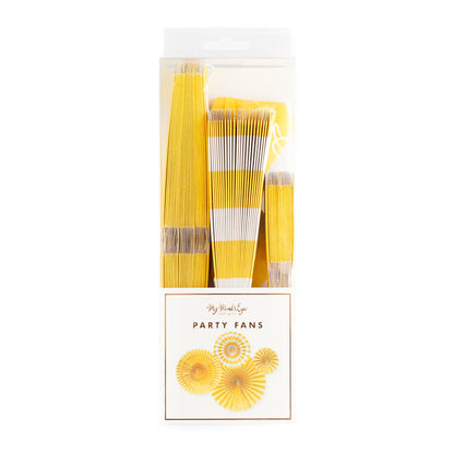 Yellow Paper Fans (SET OF 4)