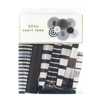 Black and Cream Paper Fans (SET OF 8)