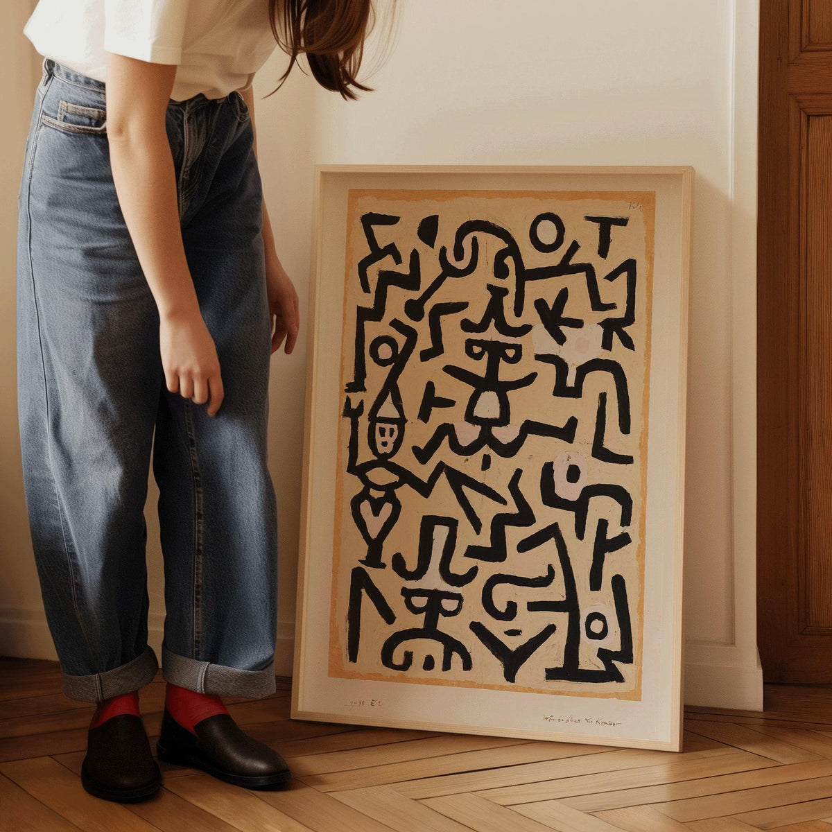 Paul Klee - Comedian's Handbill | Neutral Beige Modern Abstract Art (available handframed or unframed)