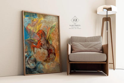 Odilon Redon Pegasus and Hydra Giclee Print: Symbolist Fine Art, Framed or Unframed