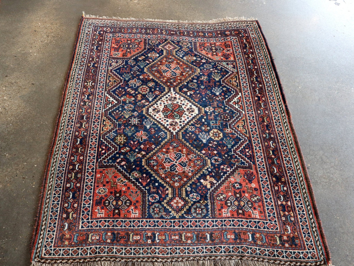 Persian Qashqai Rug | 4' x 5' 1"