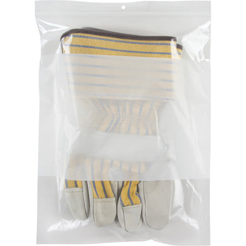 White Block Poly Bags, Reclosable, 12" x 9", 2 mils