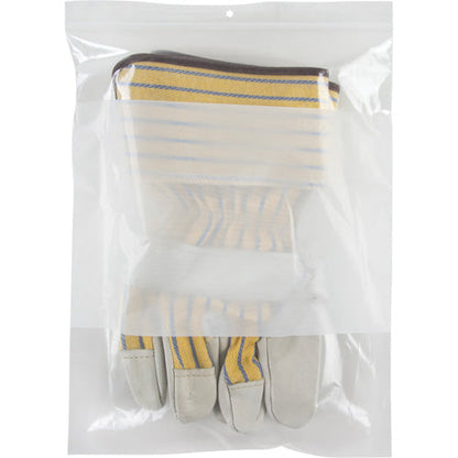 White Block Poly Bags, Reclosable, 12" x 9", 2 mils