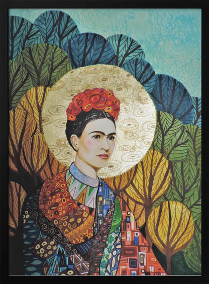 Frida Kahlo Decorative Botanical Portrait Canvas Wall Art | Frida Loves Klimt