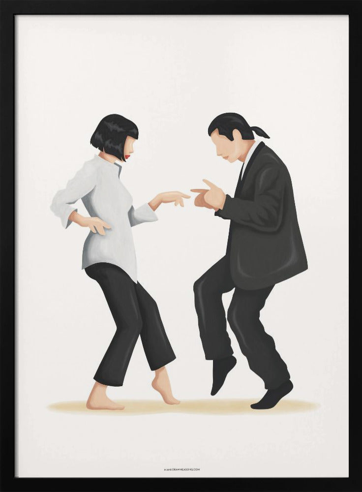 Pulp Fiction Dance Scene Canvas Wall Art | Mia & Vincent Minimalist Pop Culture Print