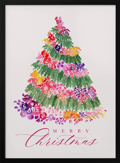 Wall art Floral Christmas tree in pink Canvas Print