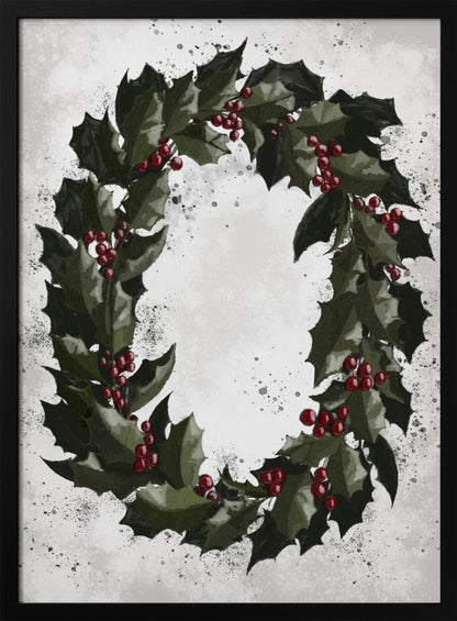 Wall art Splatters holly wreath Canvas Print