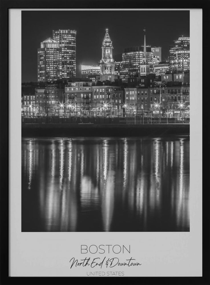Art mural BOSTON Horizon de la ville le soir de North End