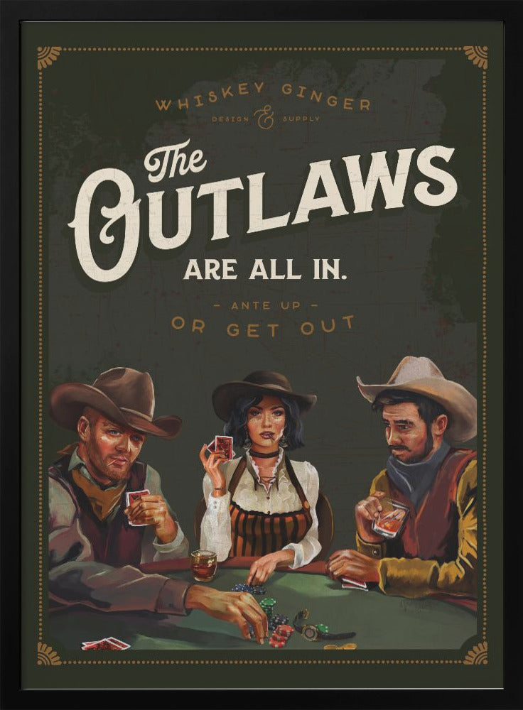 Art mural Les hors-la-loi sont tous au poker de cowboy cool