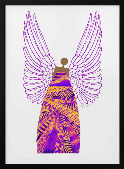 Tableau mural Ange en violet et orange sur toile