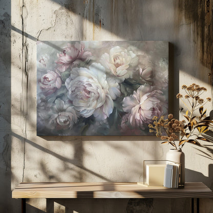Pastel Pink and White Floral Bouquet Canvas Wall Art | Poster Flower Paint 5