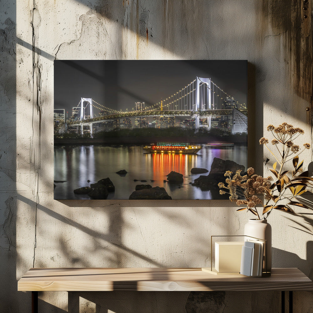 Tokyo Rainbow Bridge | Evening Skyline Canvas Wall Art