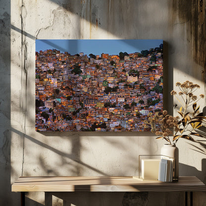 Rocinha Hillside at Nightfall Canvas Wall Art | Nightfall in the Favela da Rocinha