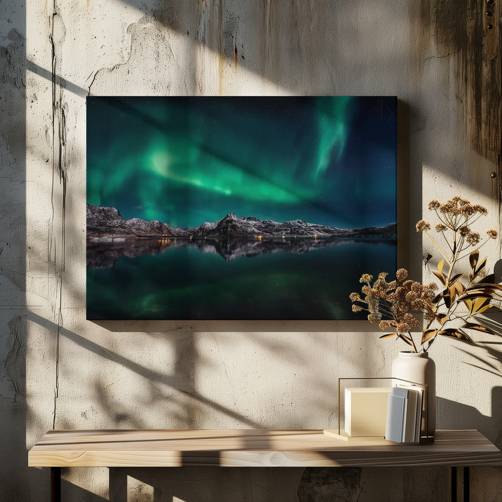 Reflet d'aurore aux îles Lofoten