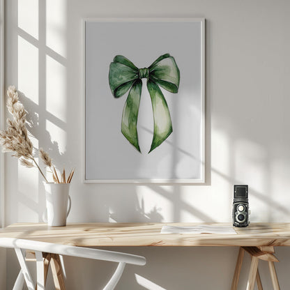 Décoration Murale Nœud Vert Aquarelle Impression sur Toile