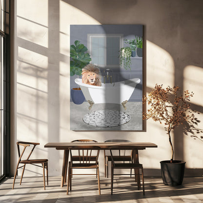 Impression sur toile Lion prenant un bain