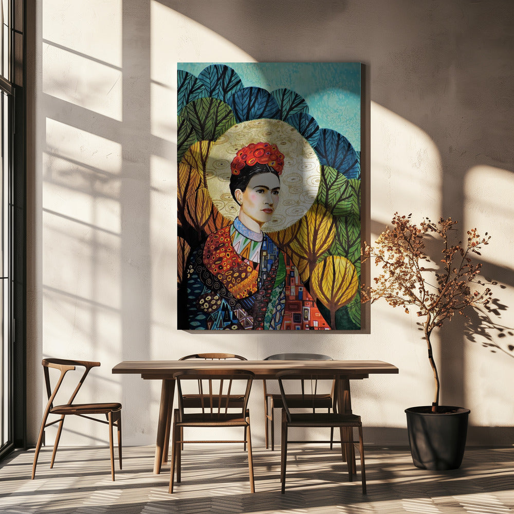 Frida Kahlo Decorative Botanical Portrait Canvas Wall Art | Frida Loves Klimt