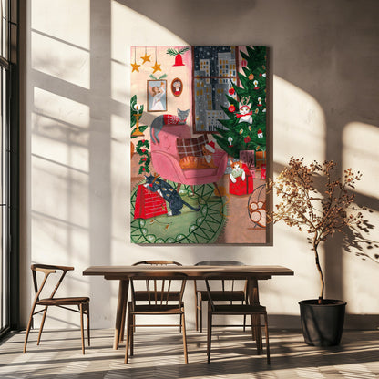 Décoration murale Chats de Noël à New York Impression sur toile